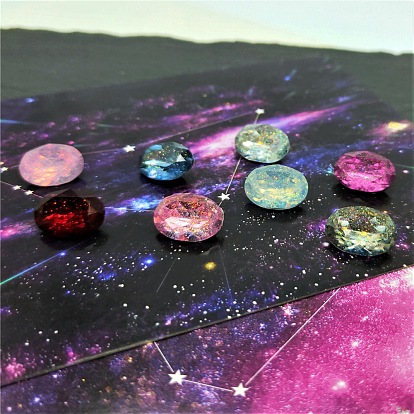 Cabochons en strass en résine à dos pointu transparent, facette, ovale