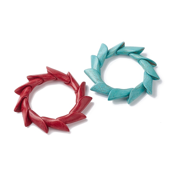 Эластичные браслеты из окрашенной синтетической бирюзы и листьев бирюзы, плитка браслет