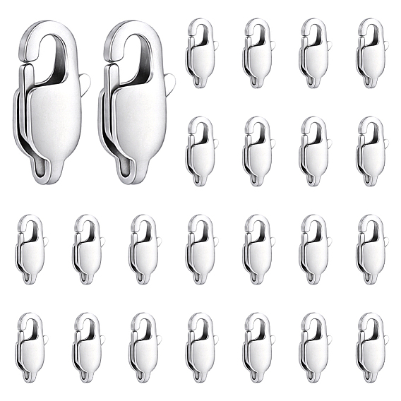 24Pcs 304 Stainless Steel Lobster Claw Clasps, Oval