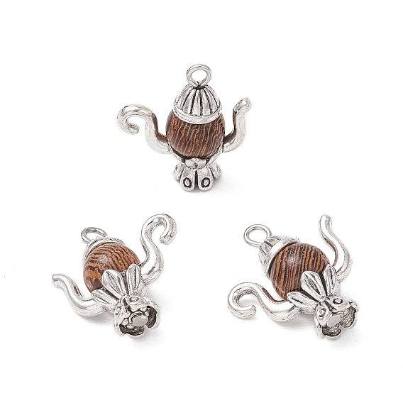 Подвески из натурального дерева венге, чайник, с тибетском стиле сплава