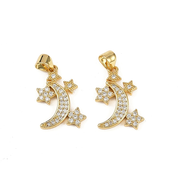 Латунные микро проложить кубического циркония подвески, Луна и звезды прелести, без кадмия и без свинца, стойки покрытие, долговечный