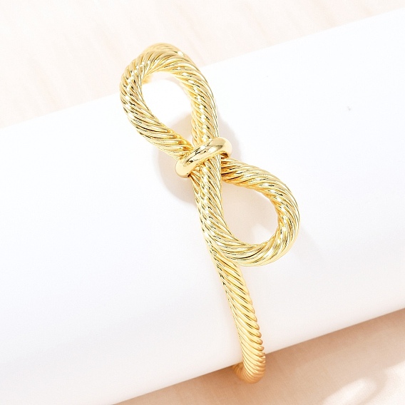 Витые латунные браслеты-манжеты, браслеты с крутящим моментом для женщин, бантом, стойки покрытие, долговечный, без кадмия и без свинца