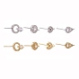 8 Pairs Brass Micro Pave Clear Cubic Zirconia Stud Earring Findings, with Loop, Cadmium Free & Lead Free, Mixed Shapes