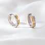 Two Tone 304 Stainless Steel Rhinestone Hoop Earrings for Women