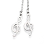Adjustable 304 Stainless Steel Lariat Necklaces, Slider Necklaces, with Cable Chains, Musical Note