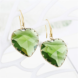 Exaggerated Heart-shaped Crystal Earrings with Multi-faceted Glass and Edging