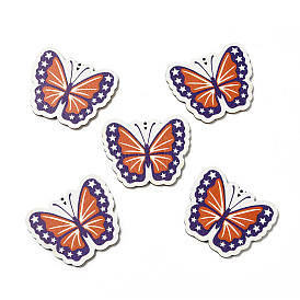 Drapeau américain thème simple face imprimé bois de tremble gros pendentifs, charme de papillon