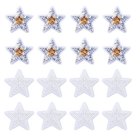 24 шт. 2 стили полиэфирные термопереносные виниловые листы, утюг на виниле для футболки, украшения одежды ткани, с пайеткой / блестками, звезда