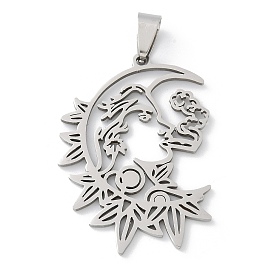 201 подвески из нержавеющей стали, луна с девчачьим очарованием, лазерная резка, анти-тускнение