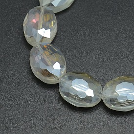 Faceted Electroplate Crystal Glass Oval Beads Strands, AB Color Plated