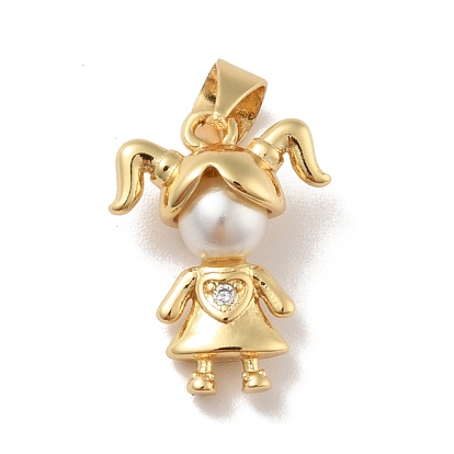 Латунные микропаве прозрачные подвески с фианитом, с акриловой, без кадмия и без свинца, долговечный, девушка