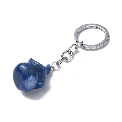 Natural/Synthetic Gemstone Keychains, with Iron Keychain Clasps, Ghost