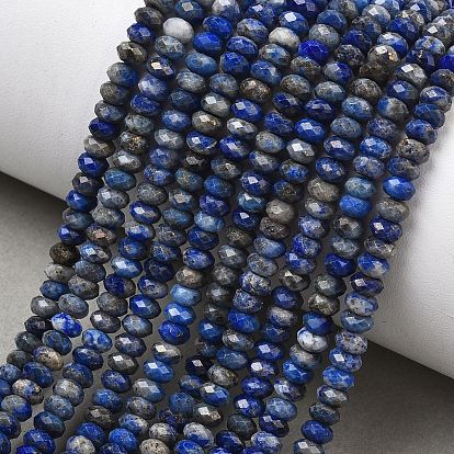 Natural Lapis Lazuli Beads Strands, Rondelle, Faceted