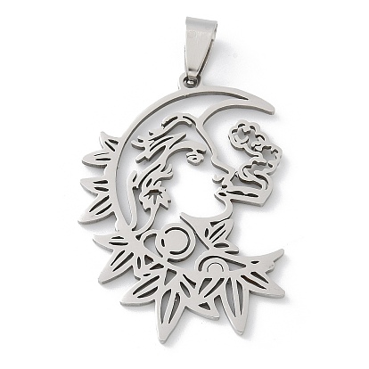 201 подвески из нержавеющей стали, луна с девчачьим очарованием, лазерная резка, анти-тускнение