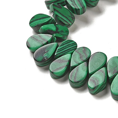 Synthetic Malachite Beads Strands, Teardrop, Top Drilled