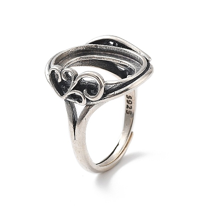 925 регулируемые компоненты кольца из стерлингового серебра, Настройки колодки кольцо, овальные