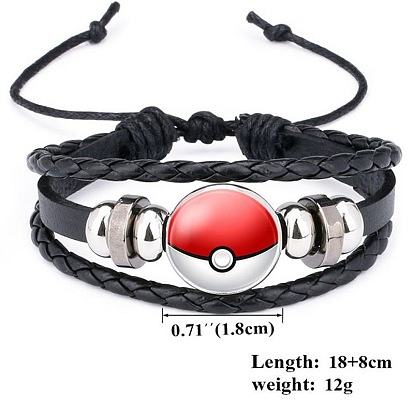 Bracelet pokemon go time gem avec charme pokeball - bracelet en cuir diy