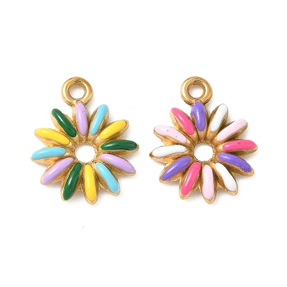 304 нержавеющей стальной эмали подвески, ионное покрытие (ip), цветочный шарм, золотые