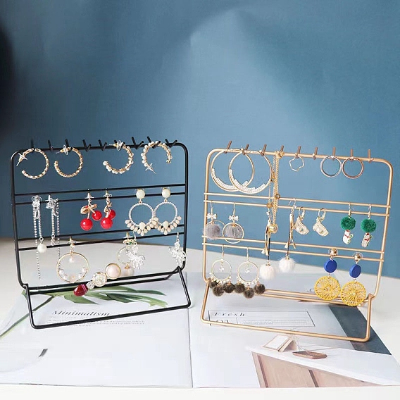 Rectangle Iron Jewelry Display Tower Stands, Jewelry Organizer Holder for Earrings, Bracelet, Necklace Storage