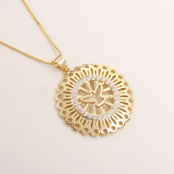 Женские ожерелья с подвеской в виде птицы из латунных прозрачных кубических цирконий с микропаве, золотые