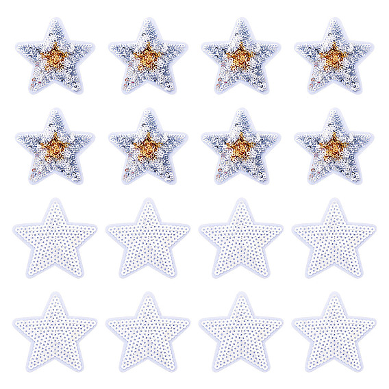 24 шт. 2 стили полиэфирные термопереносные виниловые листы, утюг на виниле для футболки, украшения одежды ткани, с пайеткой / блестками, звезда