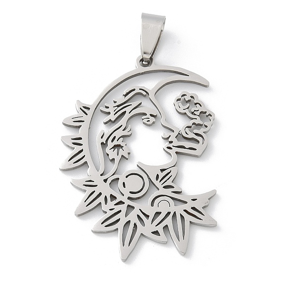 201 подвески из нержавеющей стали, луна с девчачьим очарованием, лазерная резка, анти-тускнение