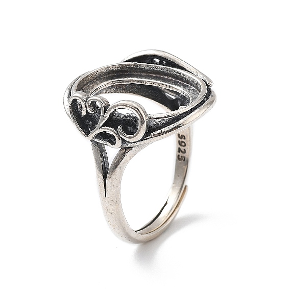 925 регулируемые компоненты кольца из стерлингового серебра, Настройки колодки кольцо, овальные