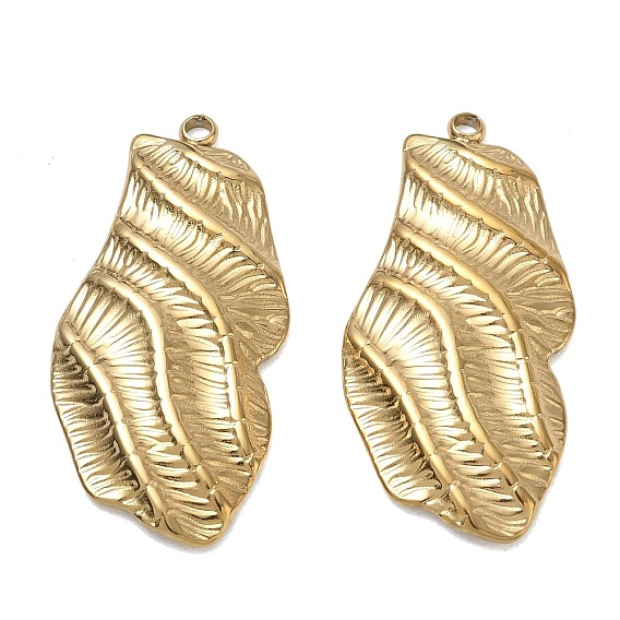304 Stainless Steel Pendants, Textured Nuggets Charms, Ion Plating(IP)