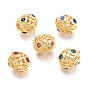 Brass Micro Pave Cubic Zirconia Beads, Hollow, Barrel, Real 18K Gold Plated