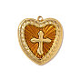 304 нержавеющей стальной эмали подвески, сердце с крестными прелестями, ионное покрытие (ip), реальный 18 k позолоченный