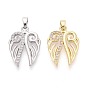 Латунные микропаве прозрачные подвески с фианитом, крылатые прелести