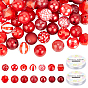 DIY Red Themed Stretch Bracelets Making Kits, Including Acrylic Beads, ABS Plastic Imitation Pearl Beads, Elastic Crystal Thread