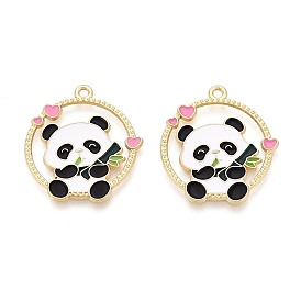 Подвески из эмали и сплава, плоские круглые и панда-подвески, золотой свет