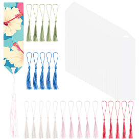 25pcs marque-pages en acrylique vierges transparents en forme de flèche, 25 pcs pompon en polyester grandes décorations pendantes