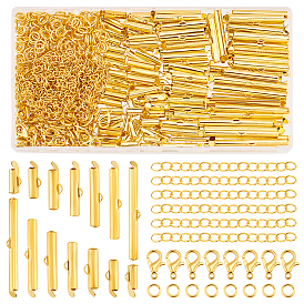 Наборы для изготовления ювелирных изделий своими руками, включая железные направляющие на трубках с концевыми застежками и удлинитель цепи, Перейти латунные, Карабин-лобстер из цинкового сплава