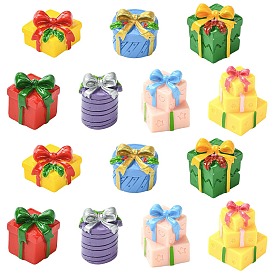 21шт. 7 стили Рождественские подарочные коробки из смолы с украшениями, аксессуары для дома микропейзаж, притворяясь опорными украшениями