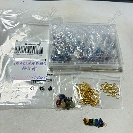 Kits de fabrication de boucles d'oreilles en pierres précieuses chakra, bricolage, Comprend de gros pendentifs et breloques en pierres naturelles mélangées., Crochets de boucles d'oreilles en fer