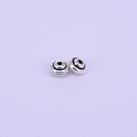 Тибетском стиле сплав Шарики прокладки, плоско-круглые, античное серебро