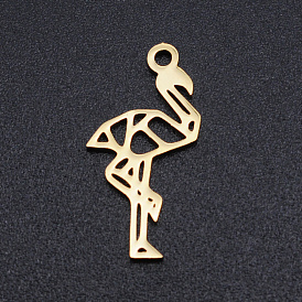 Pendentifs en acier inoxydable, flamants, origami, creux