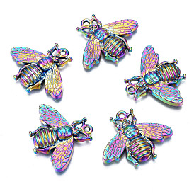 Rainbow Color Alloy Pendants, Cadmium Free & Nickel Free & Lead Free, Bee