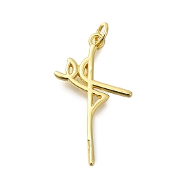 Cross Shape Rack Plating Brass Pendant, with Jump Rings, Lead Free & Cadmium Free, Long-Lasting Plated