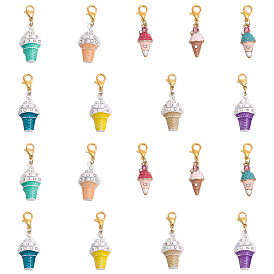 18шт. украшения в виде мороженого из эмали и страз, подвеска с застежкой из цинкового сплава, подвески на клипсах