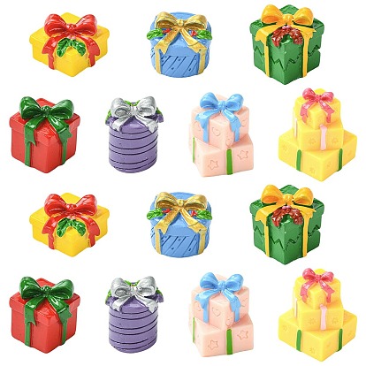 21шт. 7 стили Рождественские подарочные коробки из смолы с украшениями, аксессуары для дома микропейзаж, притворяясь опорными украшениями