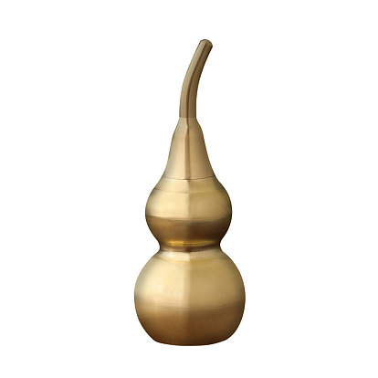 Brass Hollow Tilted Head Gourd Statue Ornament, Feng Shui Table Home Decoration