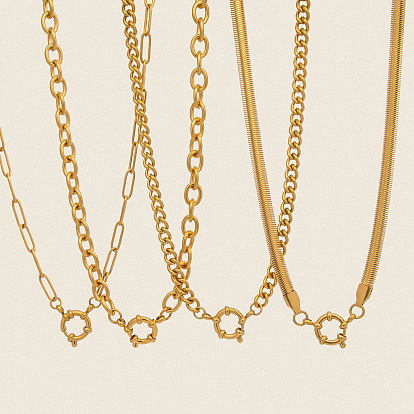 Минималистичные 304 цепочки из нержавеющей стали для женщин, с застежками пружинного кольца