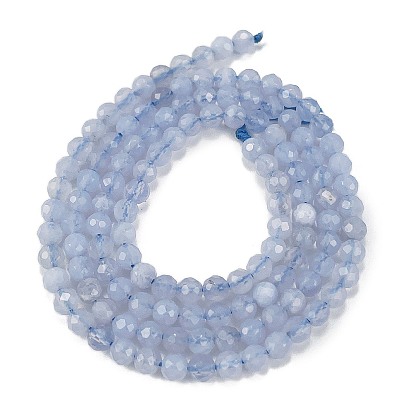 Natural Blue Lace Agate Beads Strands, Faceted, Round
