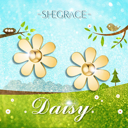 SHEGRACE Titanium Steel Stud Earrings, Daisy Flower