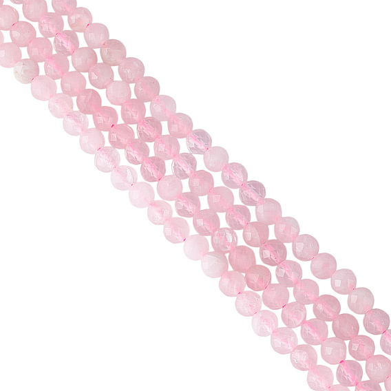 2 нити бусины из натурального розового кварца нити, граненые, круглые