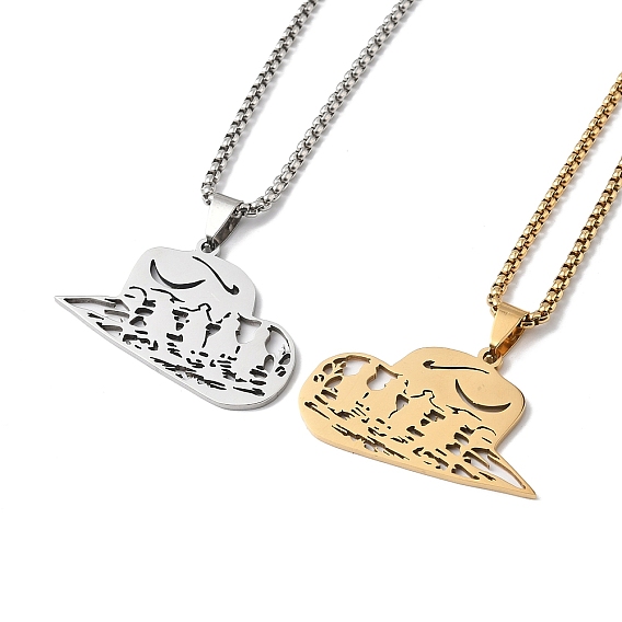 201 ожерелья с подвесками в виде ковбойской шляпы из нержавеющей стали