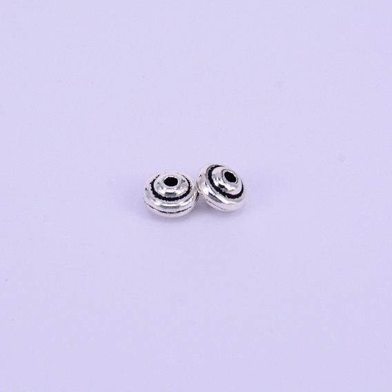 Тибетском стиле сплав Шарики прокладки, плоско-круглые, античное серебро